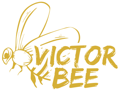 Logo: Victor Bee's name with a bee icon - Best Marketing Manager in Dubai -Google SEO Expert Dubai Digital Marketing Expert